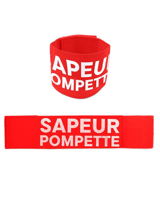 Vues de face et à plat du brassard apéro sapeur pompette