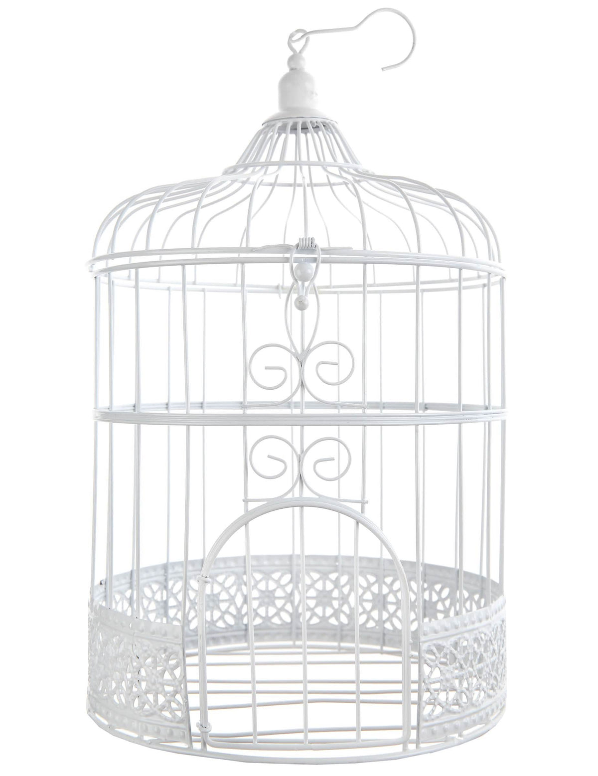 Décoration cage à oiseaux en métal à suspendre pour fête blanche