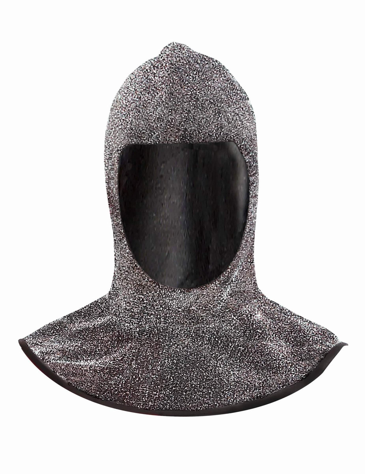 Vue de face de la cagoule médiévale effet cotte de maille