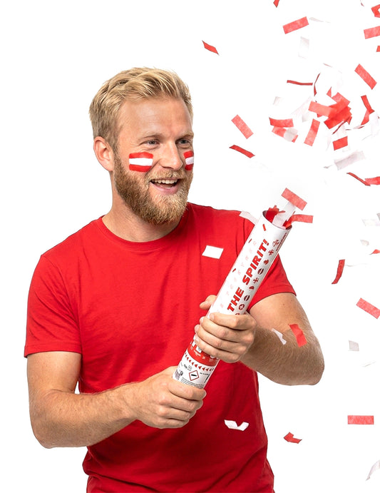Confettikanon rood en wit