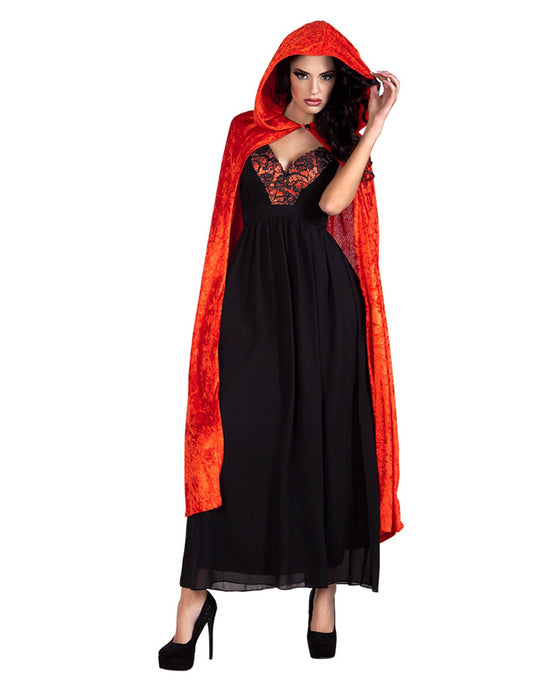 Rode cape met velours effect volwassenen Halloween