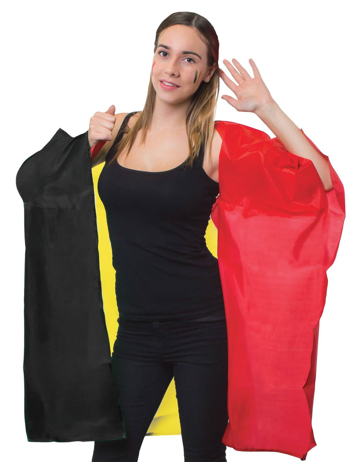 Cape de supporter Belgique pour adulte noir jaune rouge