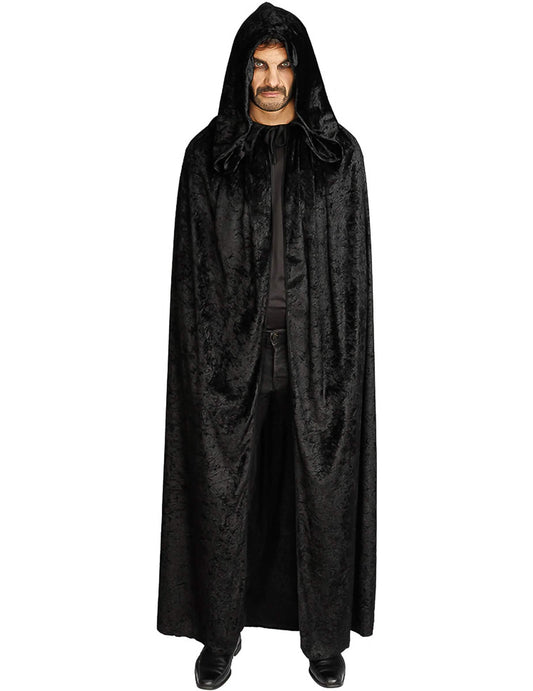 Extra lange cape luxe zwart fluweel 202 cm