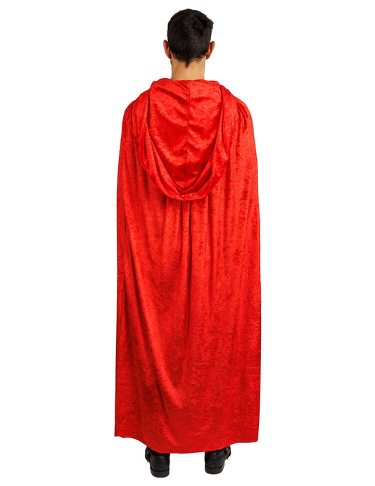 Cape très longue velours rouge luxe 202 cm