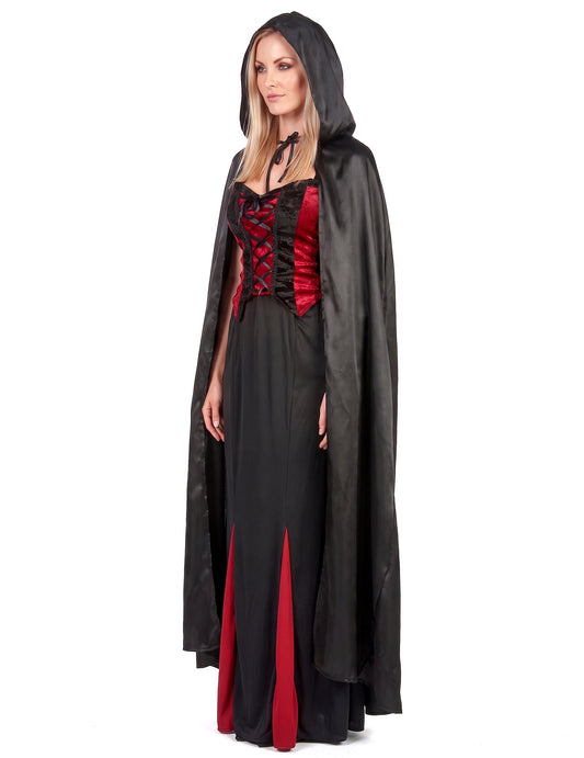Zwarte Vampirella-cape voor volwassenen Halloween