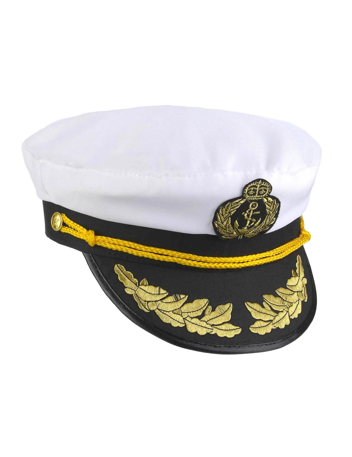 Vue de trois-quarts de la casquette de capitaine marin