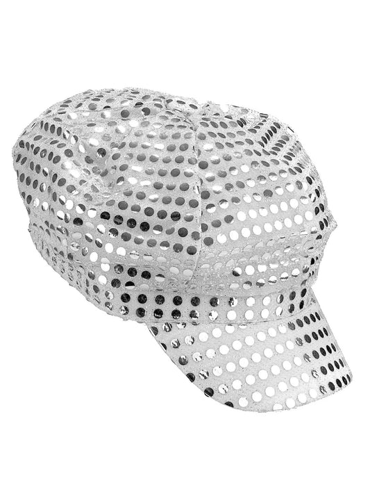 Casquette disco à sequins argent adulte