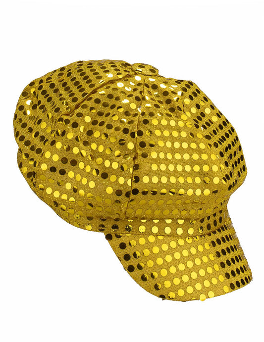Casquette disco à sequins or adulte