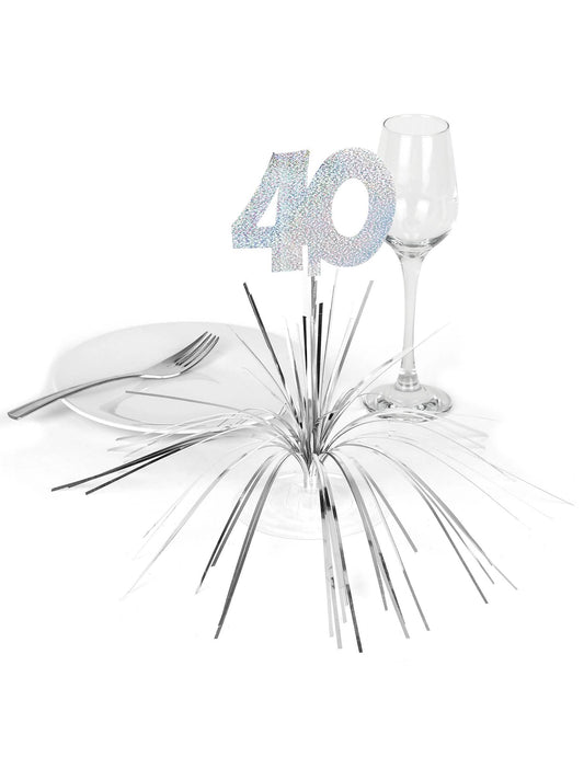 Mise en situation sur une table de fête du centre de table 40 ans