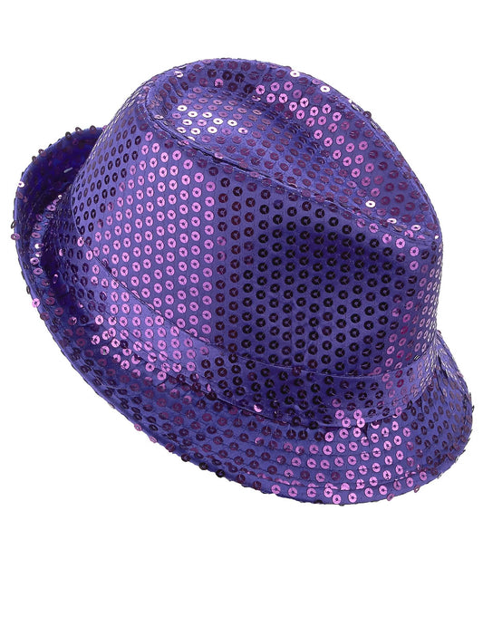 Chapeau borsalino à sequins violet adulte