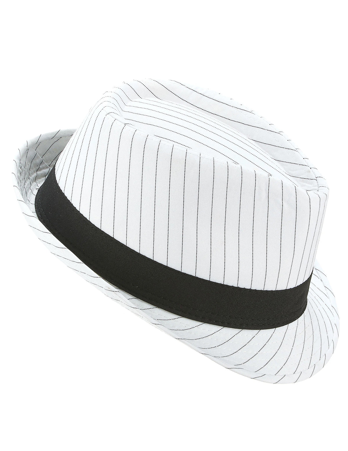 Chapeau borsalino blanc à rayures noires