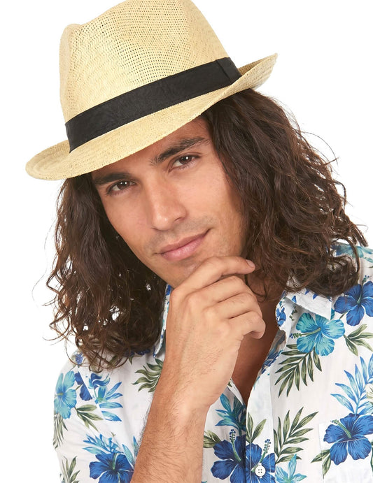 Chapeau borsalino écru bande noire adulte