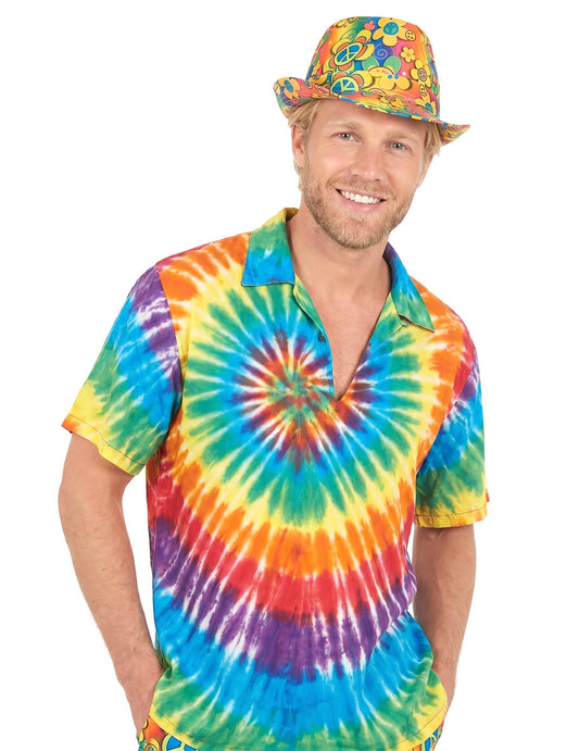 Chapeau borsalino hippie à fleurs adulte