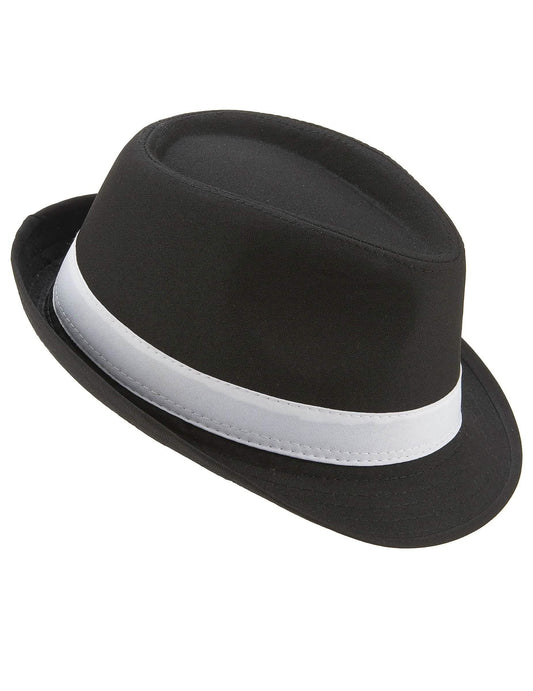 Chapeau borsalino noir luxebande blanche adulte
