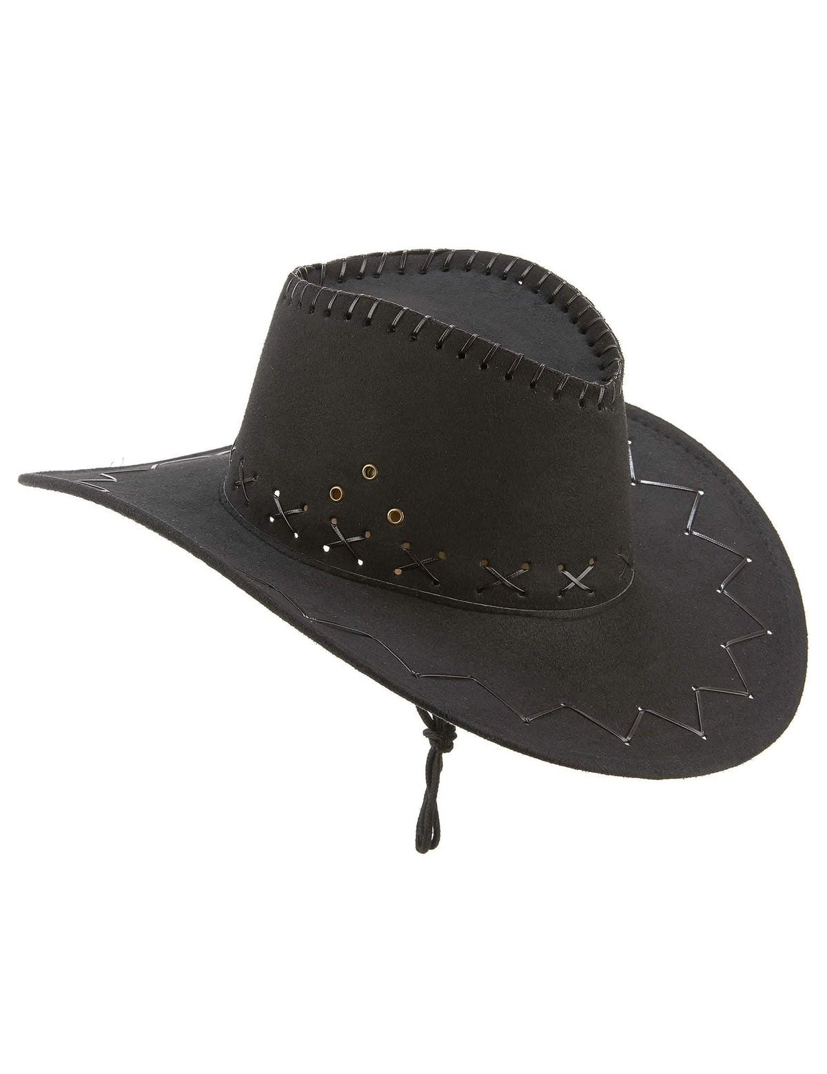 Vue de profil du chapeau de cowboy pour adulte noir en suédine
