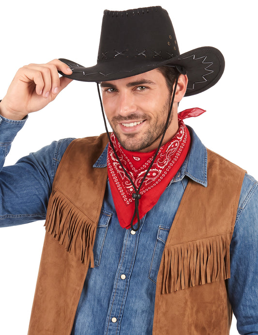 Chapeau cowboy noir en suedine adulte