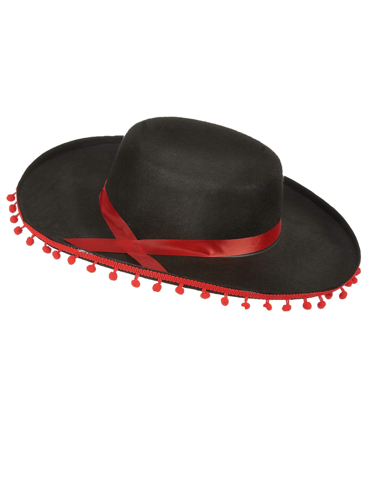 Chapeau espagnol noir et rouge