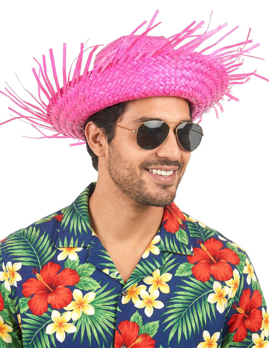 Chapeau Hawaï rose adulte