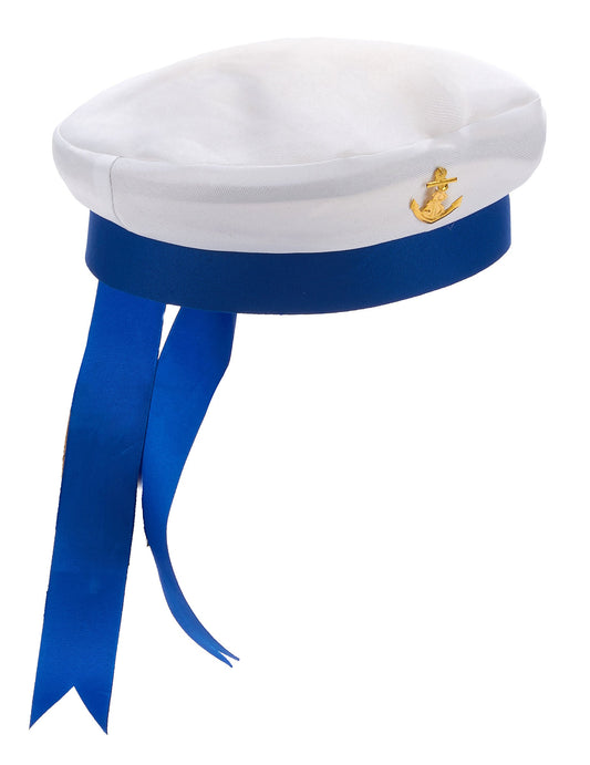 Blauwe en witte matrozen pet voor volwassenen