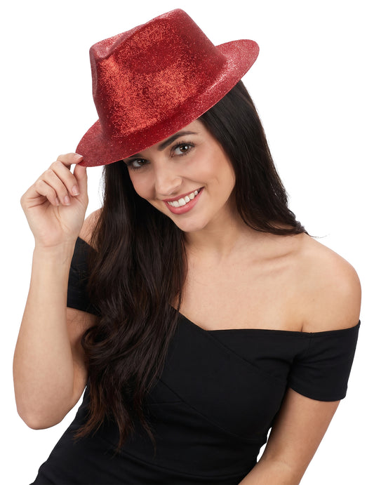 Rood glitter hoed voor volwassenen