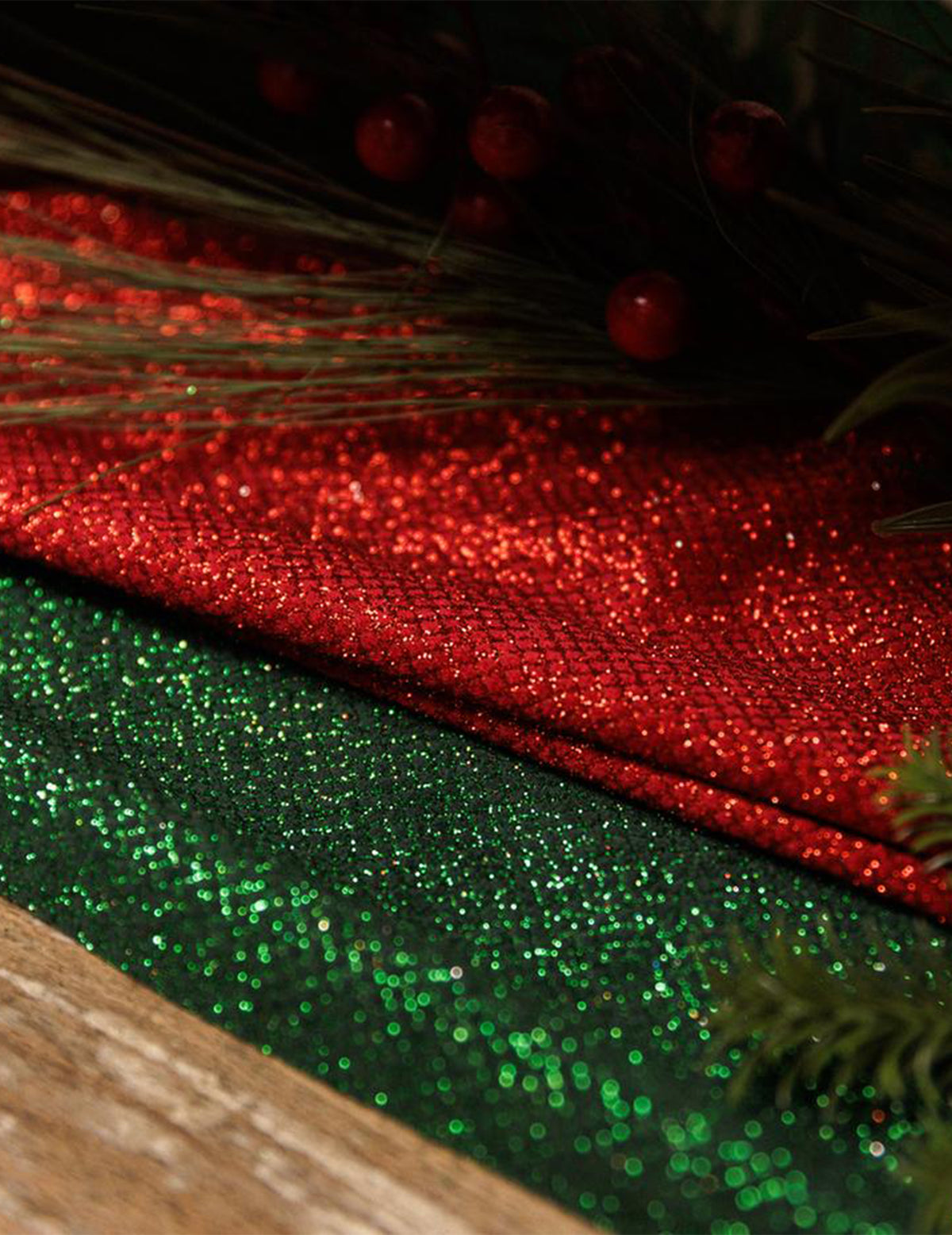 Tafelloper ruiten groen fluweel met glitters 28 cm x 3 m