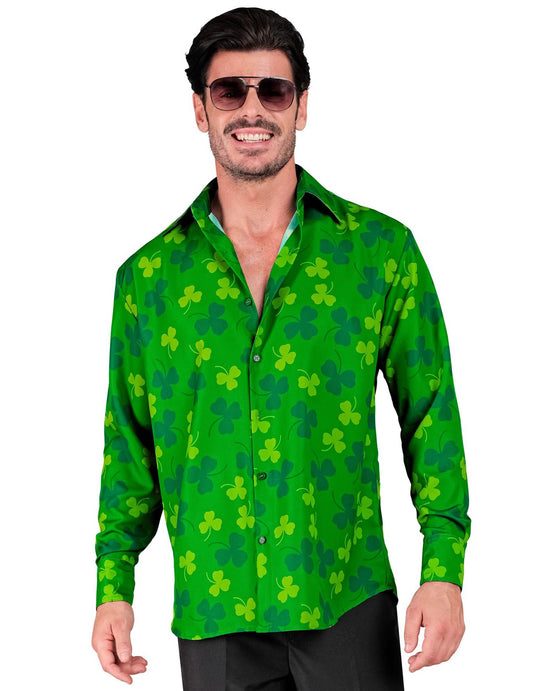 Chemise à manches longues trèfles Saint Patrick homme