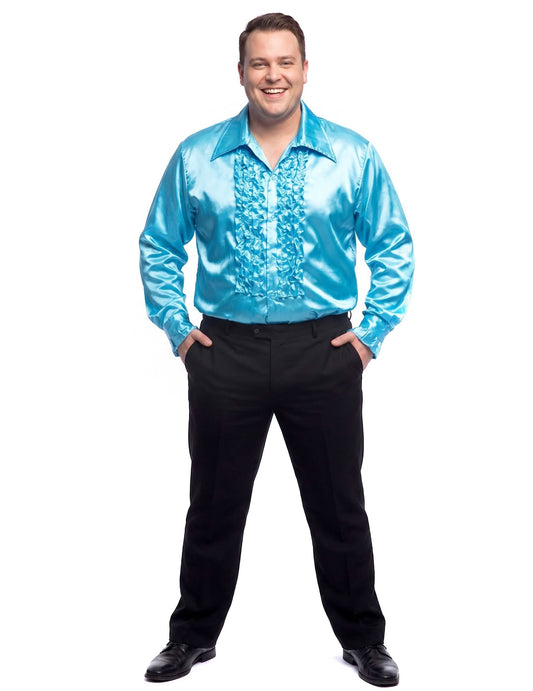 Licht blauw disco overhemd voor heren