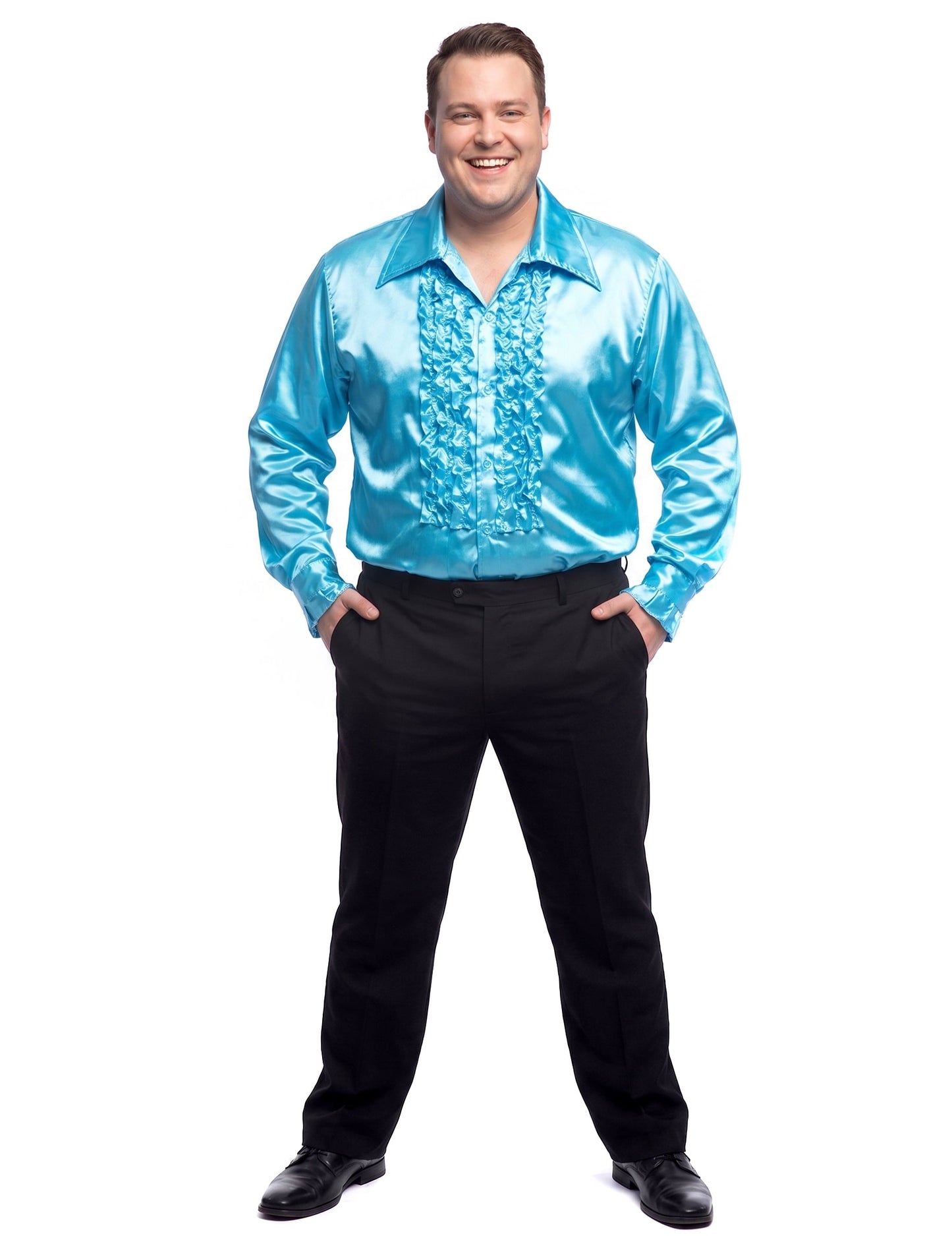 Licht blauw disco overhemd voor heren