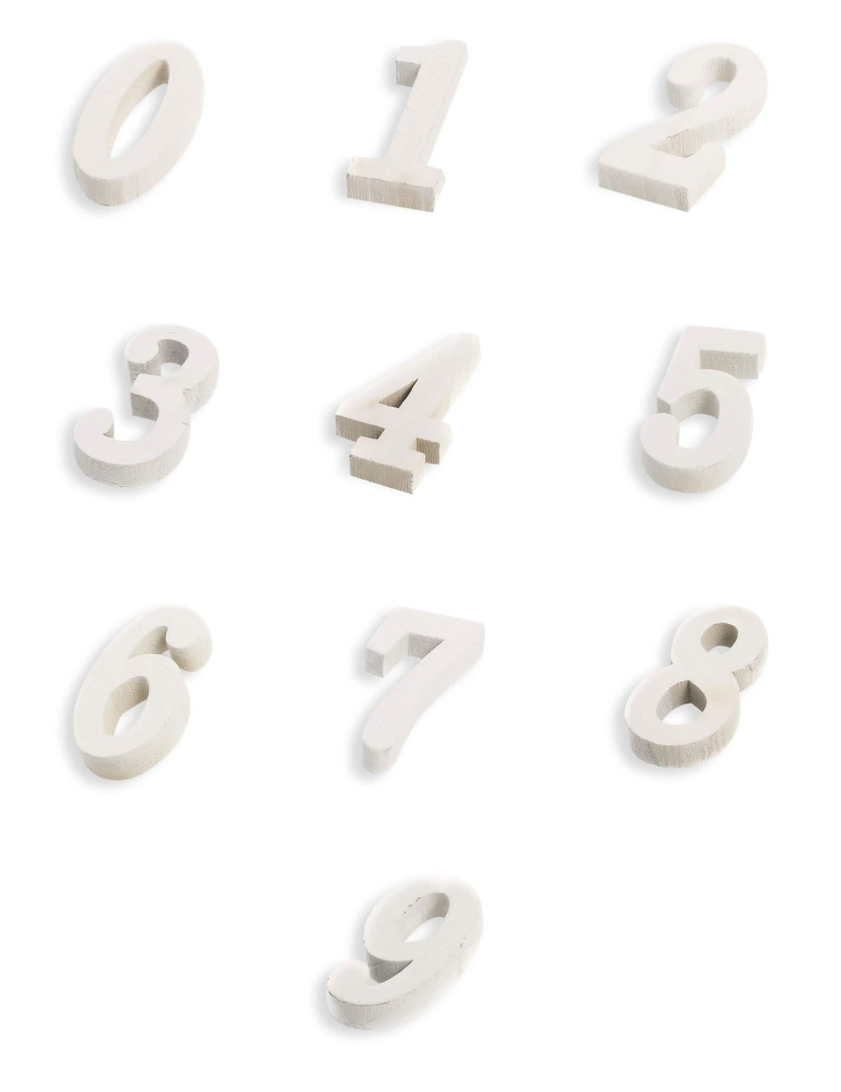 Assortiment des chiffres de 0 à 9 du chiffre en bois naturel pour mariage et anniversaire