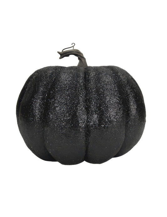 Citrouille pailletée noire 10 cm