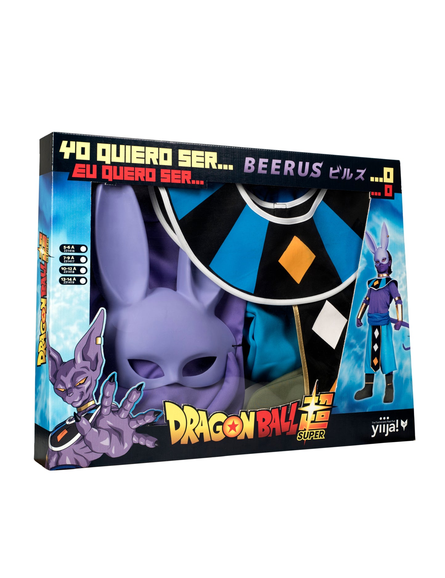 Coffret du déguisement avec masque Beerus Dragon Ball