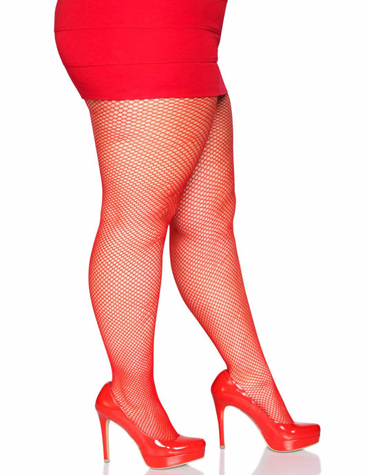 Collants résille rouge femme