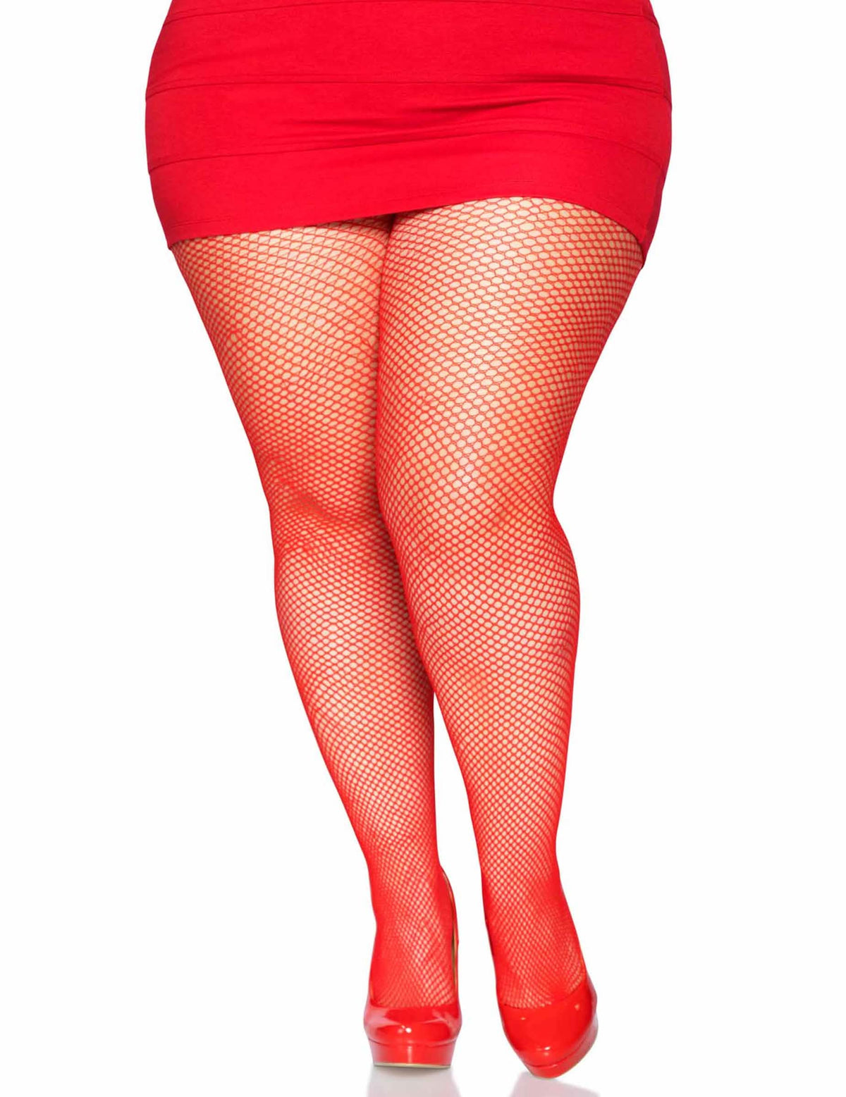 Collants résille rouge femme