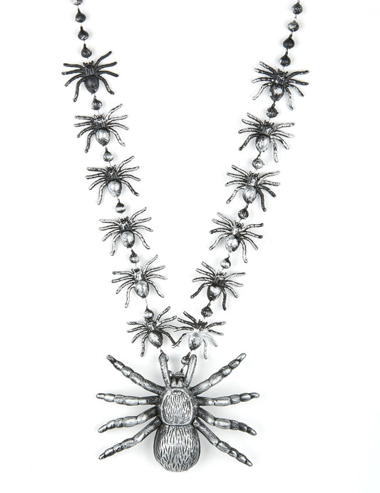 Collier araignées argentées adulte Halloween