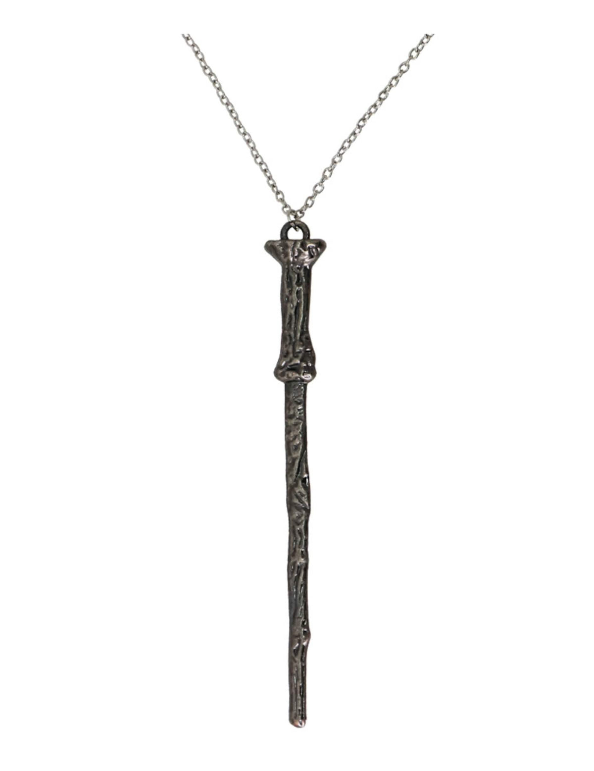 Collier baguette de sorcier pour adulte argenté vieilli