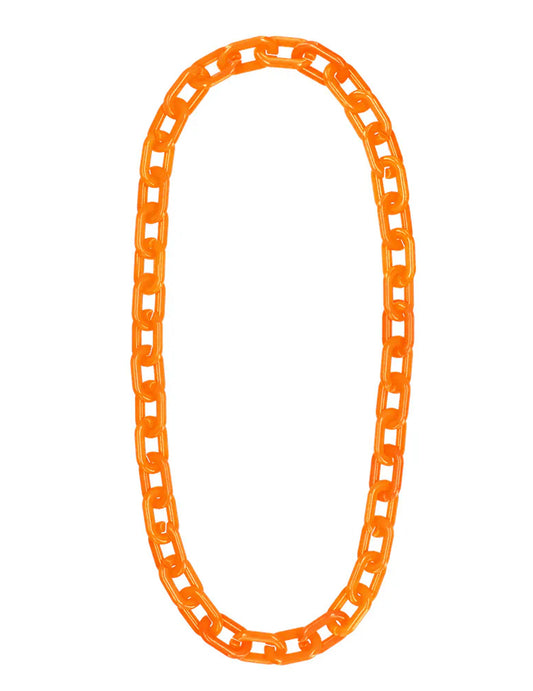Collier chaine large orange fluo