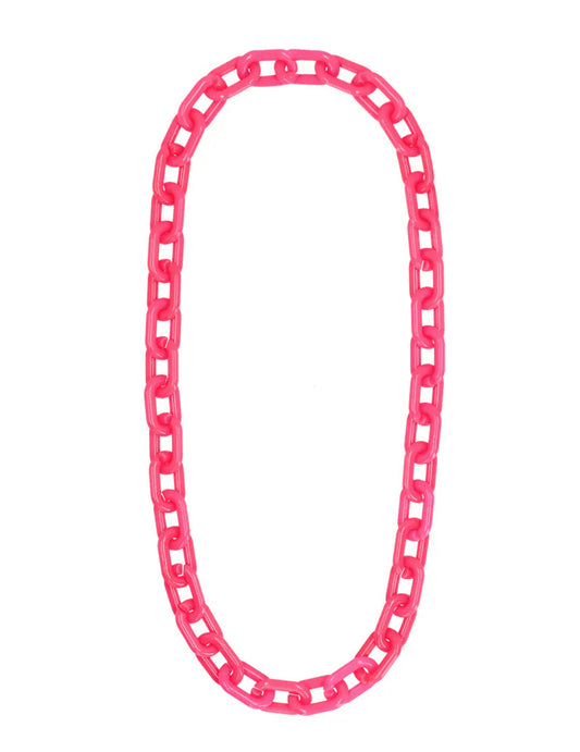 Collier chaine large rose fluo