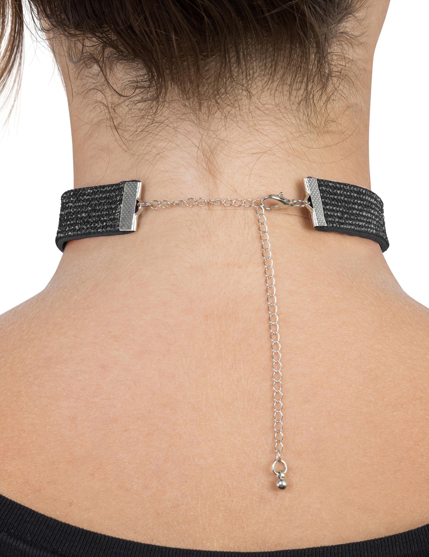 Choker met zwarte strass volwassenen