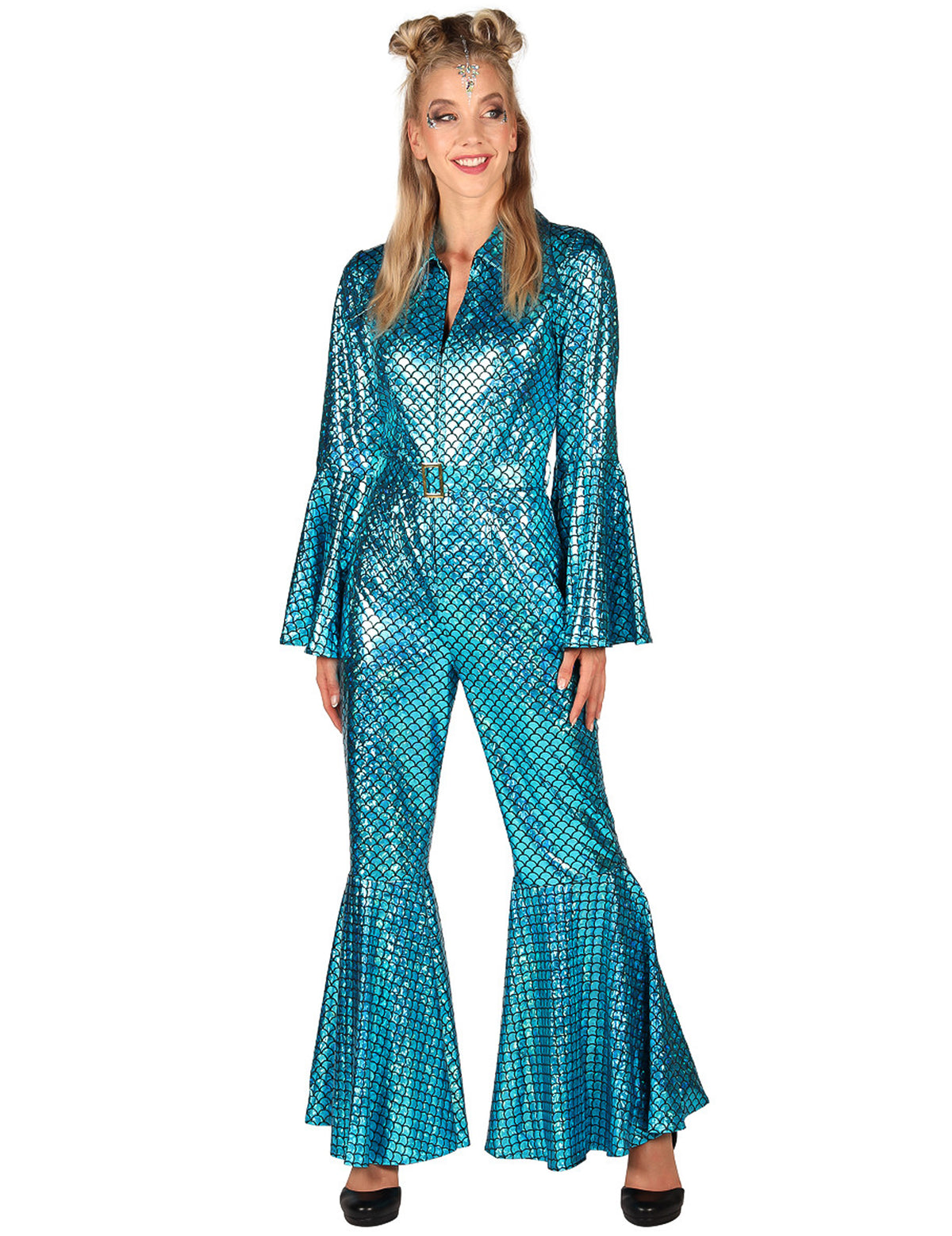 Turquoise stralende ster jumpsuit voor dames