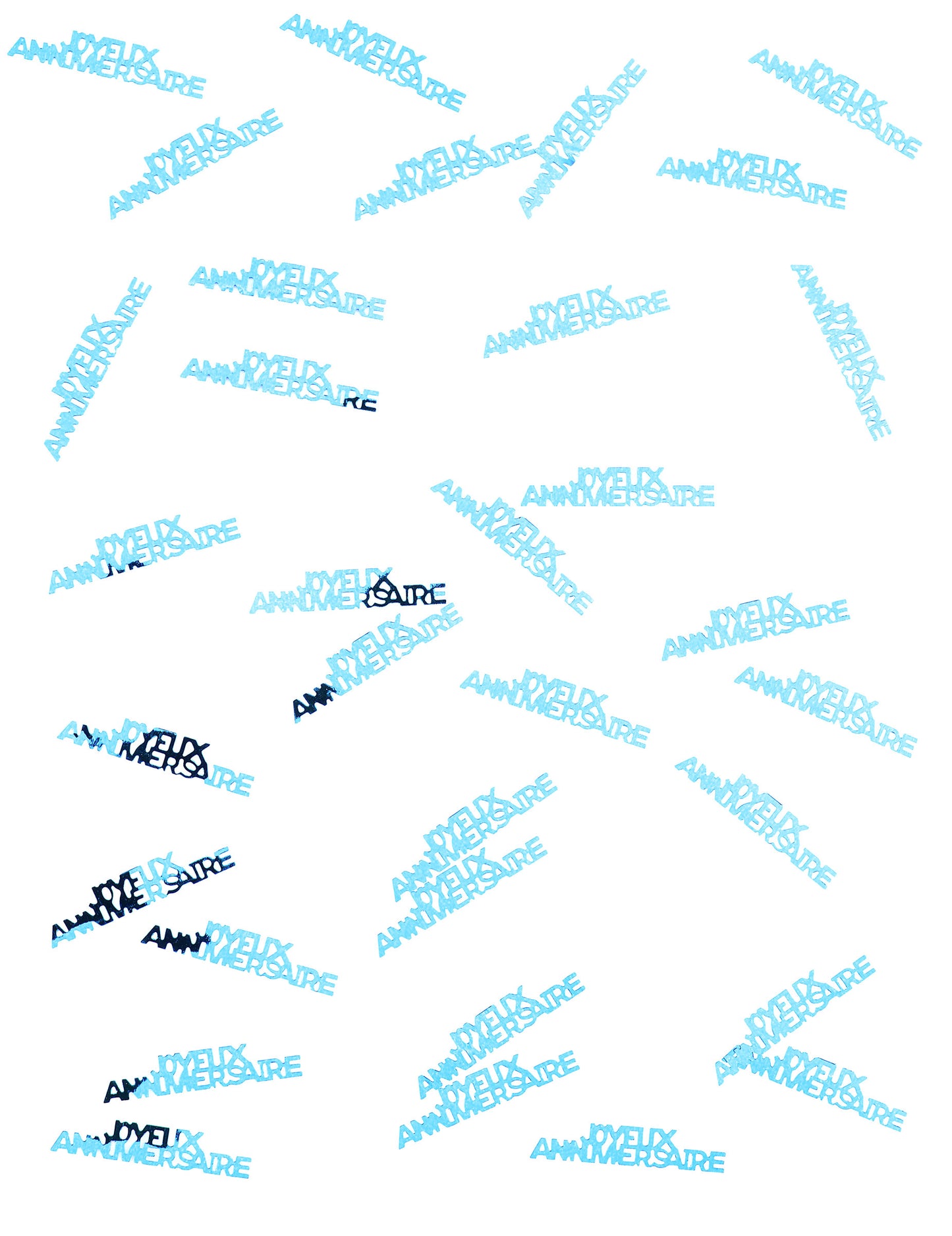 Vue d'ensemble des confettis de table en bois Joyeux Anniversaire turquoise