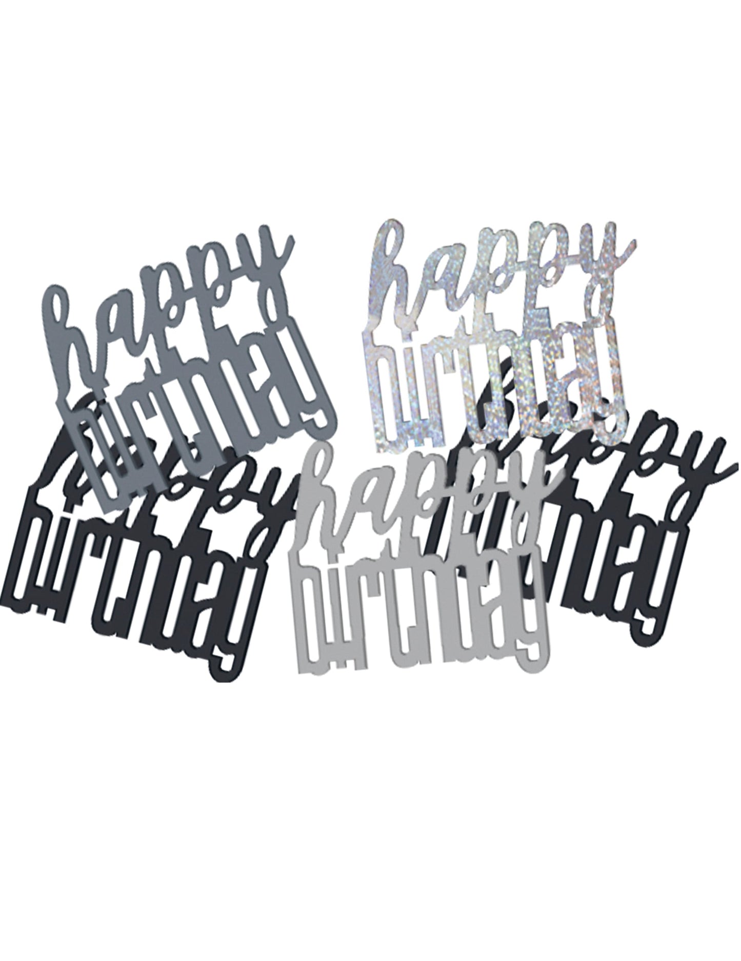 Confettis Happy Birthday pour fête gris et noir