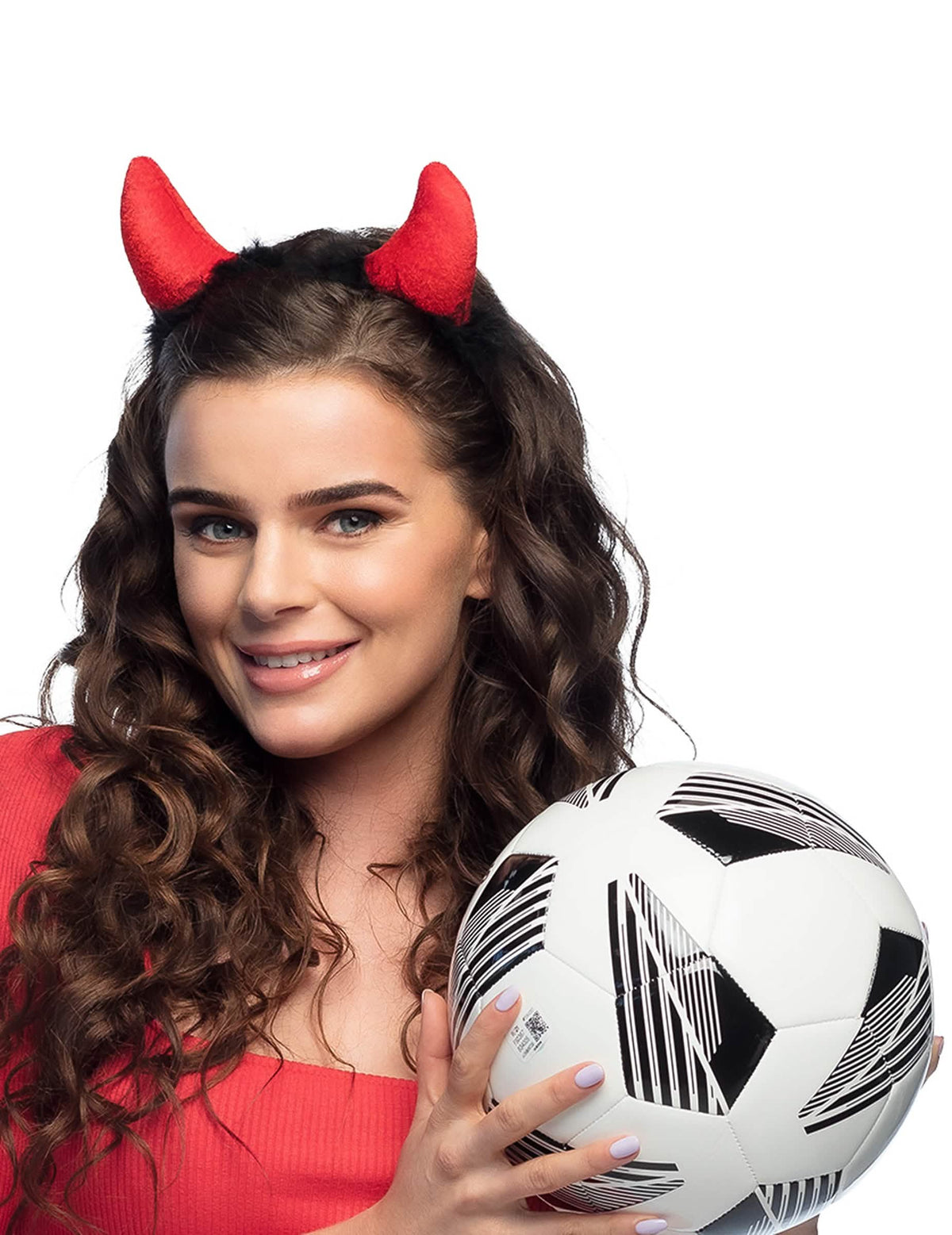Mise en situation avec ballon de foot des cornes de diable pour adulte