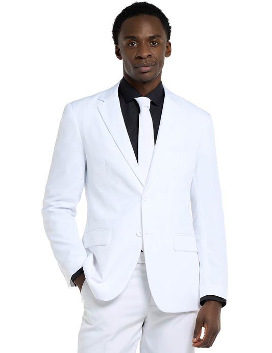 Gros plan sur la veste et la cravate du Costume Mr. Blanc Opposuits