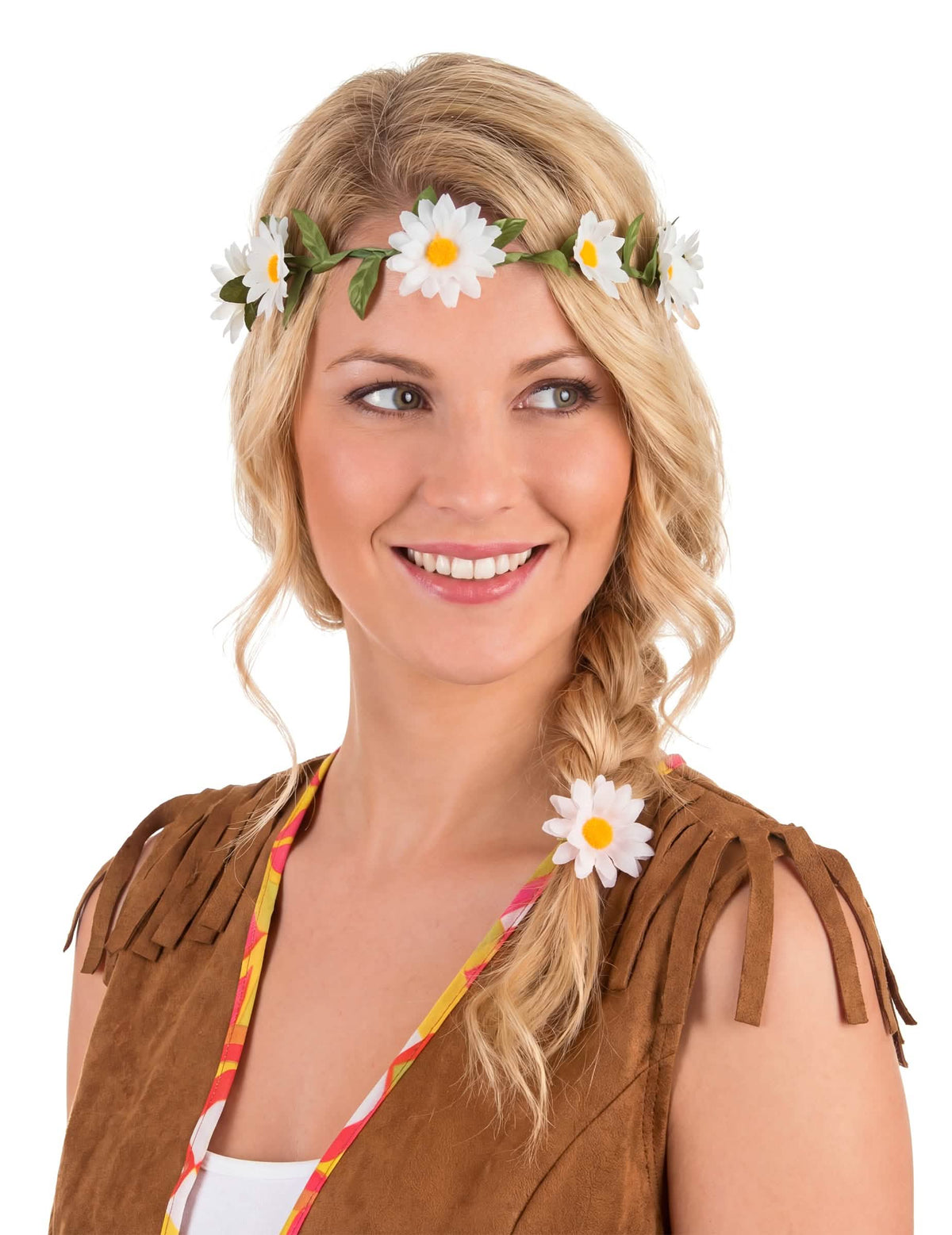 Couronne de fleurs pâquerettes pour adulte blanches