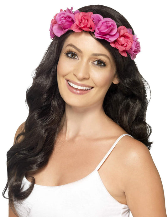 Couronne de fleurs roses femme