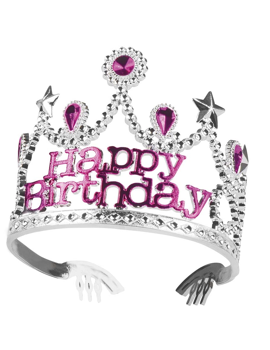 Vue de face de la couronne Happy Birthday pour fille