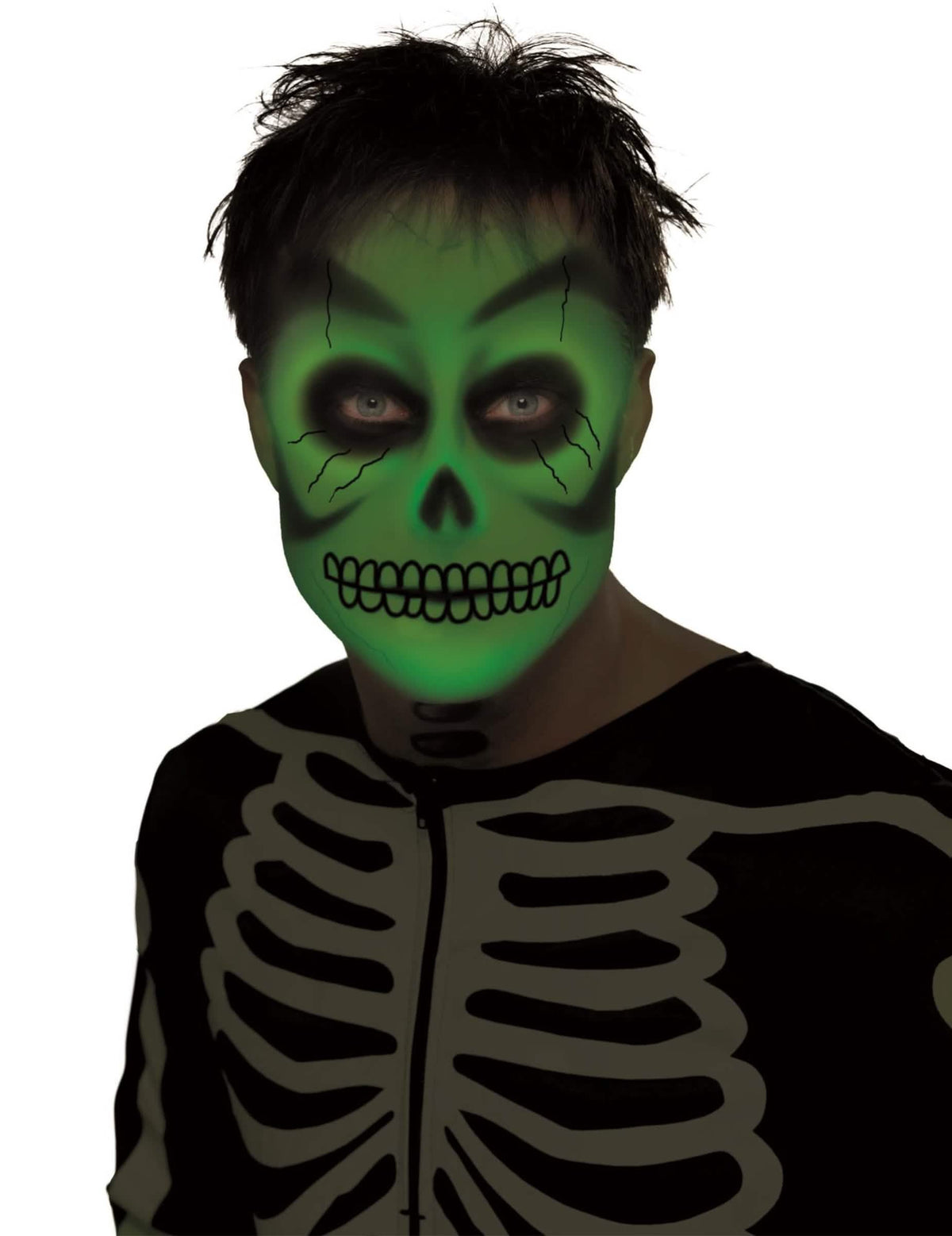 Maquillage de squelette de face de la crème phosphorescente maquillage fluo pour adulte vert néon