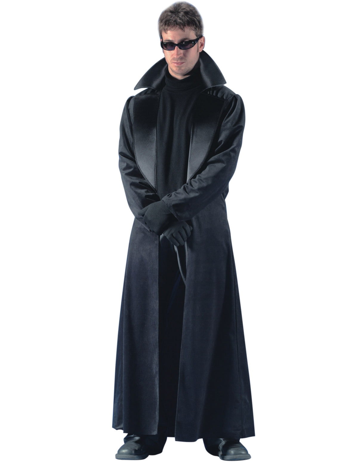Déguisement manteau long pour homme noir avec col montant