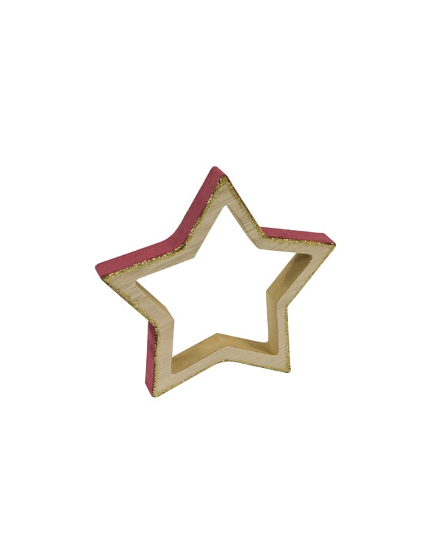 Décoration étoile en bois Noël pour Noël chic bordeaux et velours avec paillettes dorées