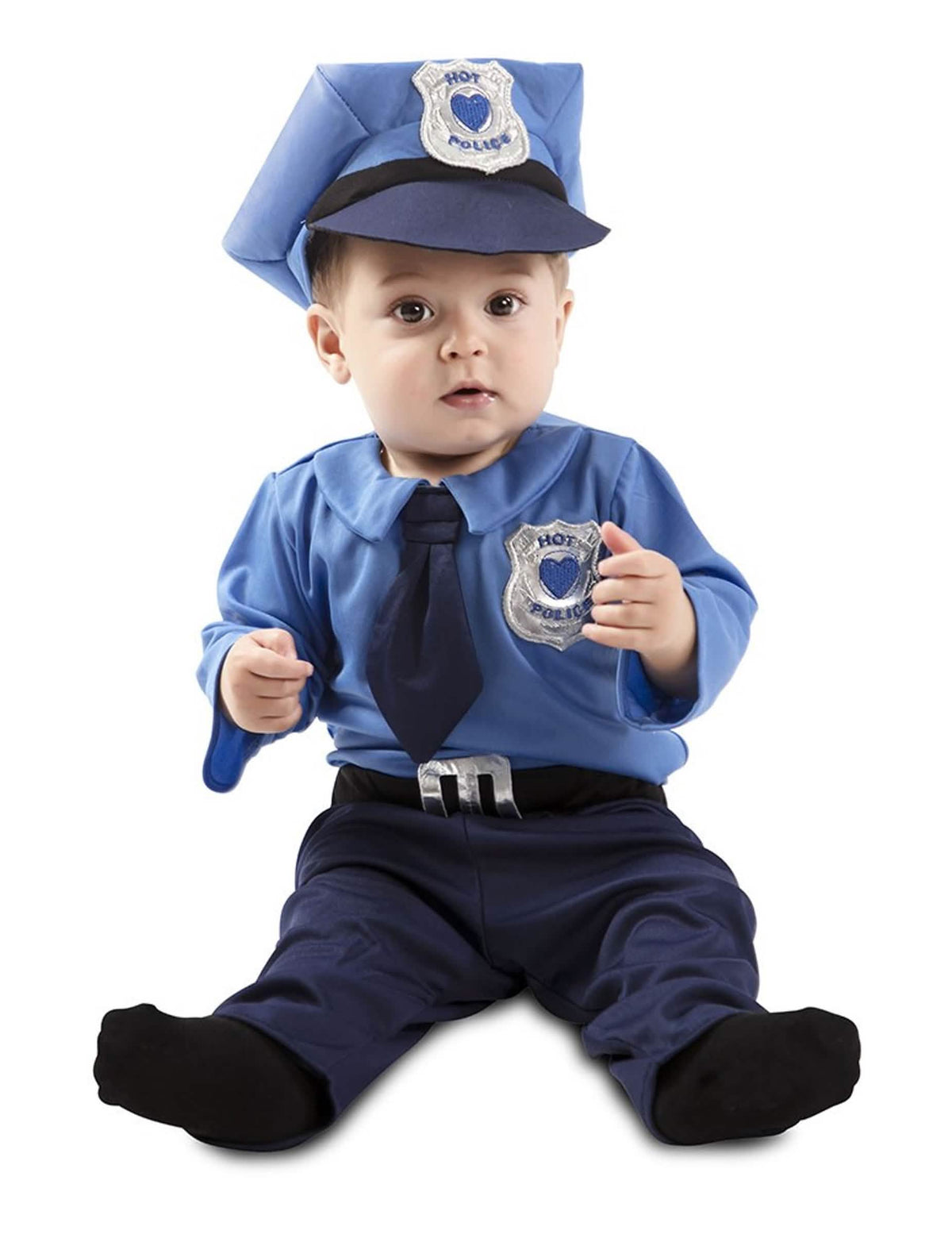 Politieagentkostuum voor baby's, blauw met pet en stropdas